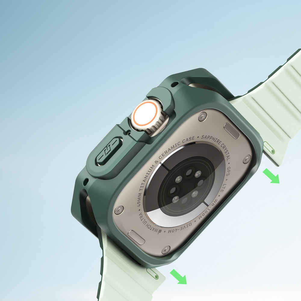 Чехол-бампер с зелеными рамками от Dux Ducis для часов Apple Watch Ultra 1 и 2, 49MM, Tamo Series Case