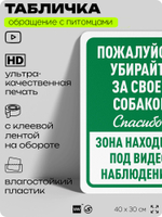 Табличка "Убирайте за своей собакой" на дверь и забор, для двора, дома, подъезда, 40х30 см, Silver Plane x Айдентика Технолоджи