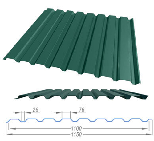 Профнастил С20 А 0.4 мм 1.15*2 м RAL 6005 зеленый