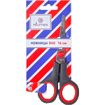 Ножницы канц. 14см. двухцветные прорезин. кольца "Attomex. Duo" (deVENTE)