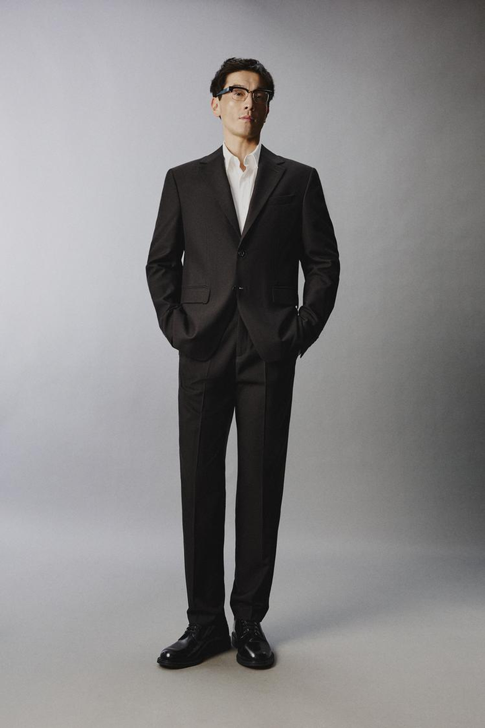 ZARA КОСТЮМНЫЕ БРЮКИ С УЗОРОМ «ГУСИНАЯ ЛАПКА», ТЕМНО-КОРИЧНЕВЫЙ