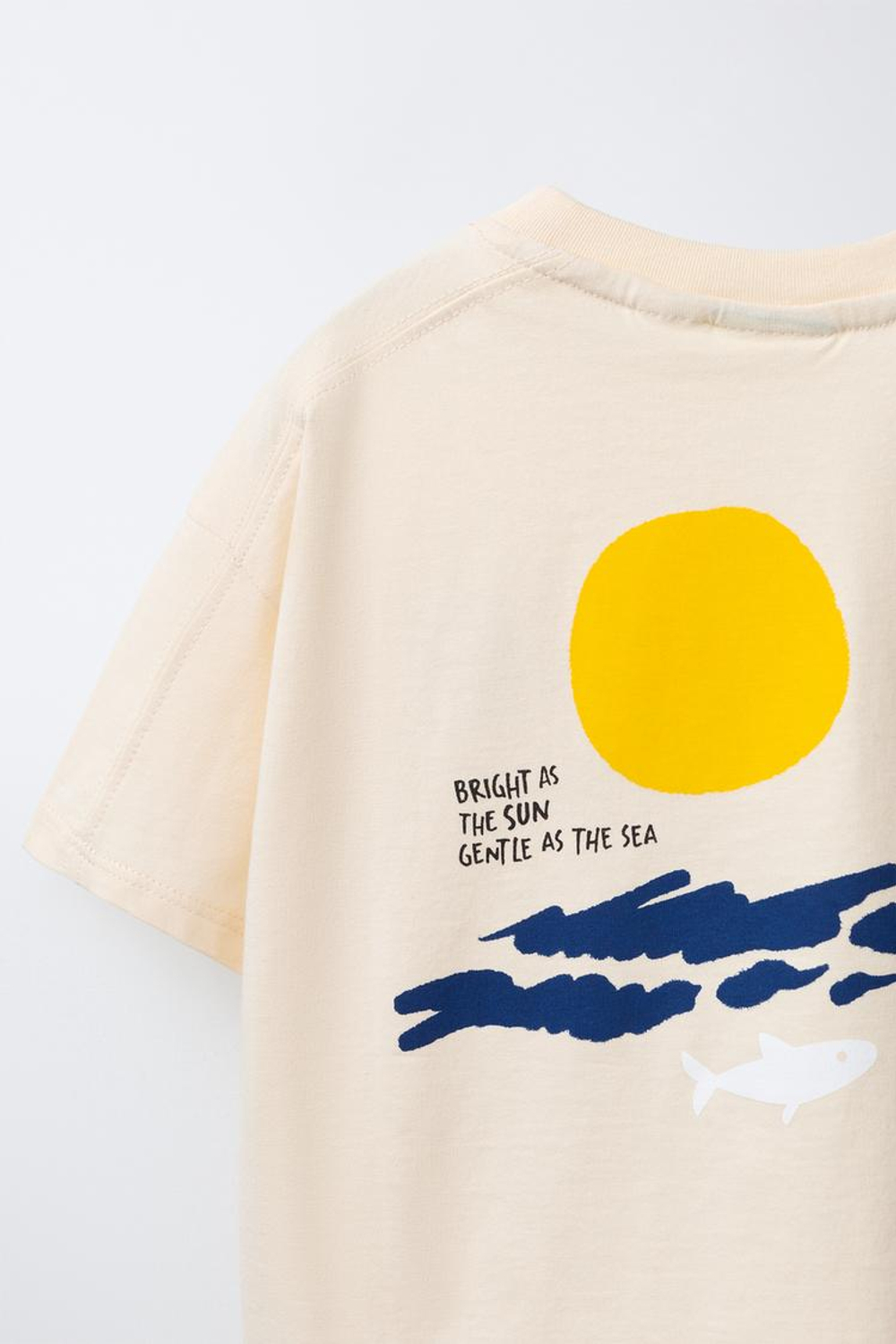 ZARA ФУТБОЛКА С ВЫШИВКОЙ, БЕЖЕВЫЙ