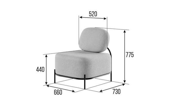 Джайв Диван одноместный JVE-1 Сан 02/Металл Черный 670*720*770
