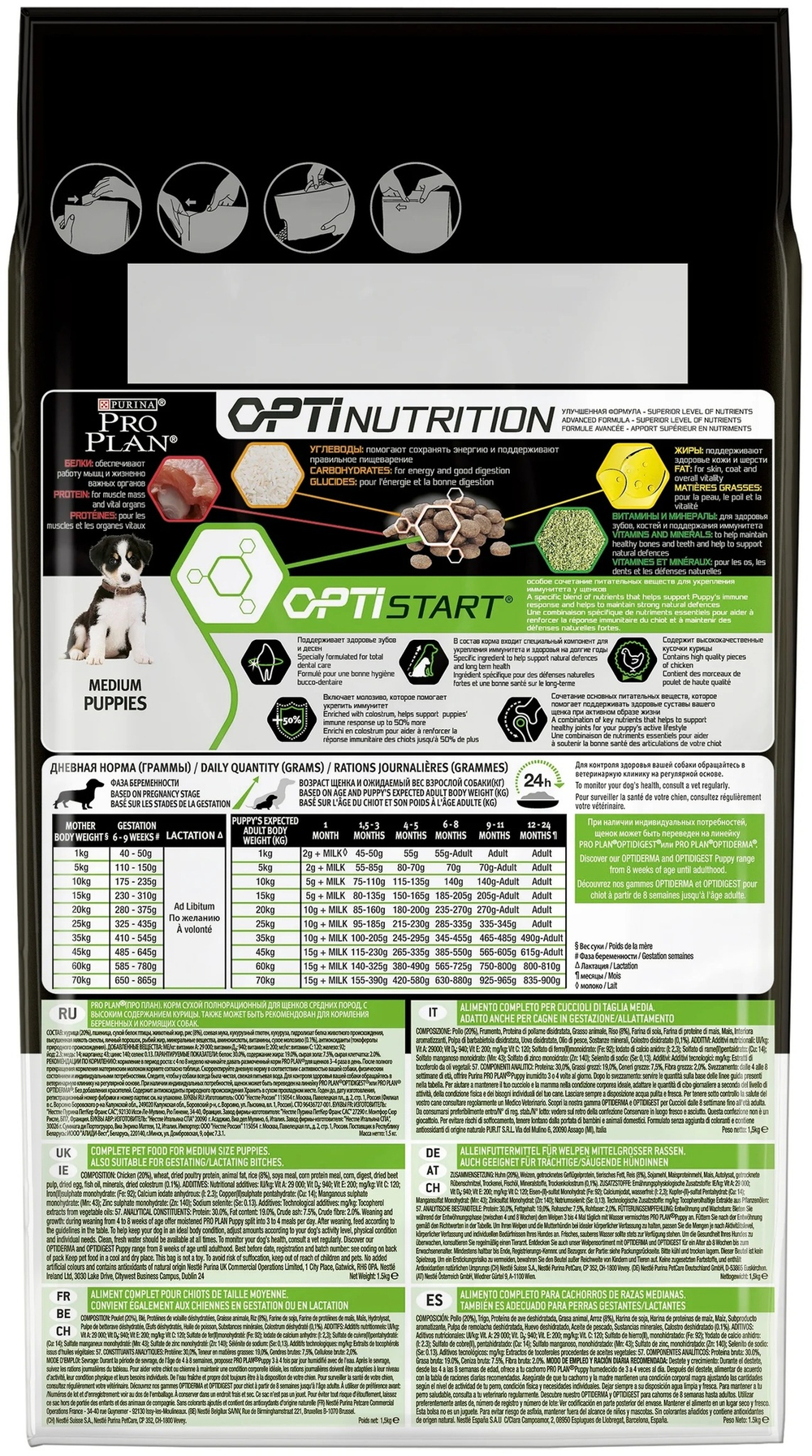 Pro plan корм сухой для щенков курица, рис средние породы