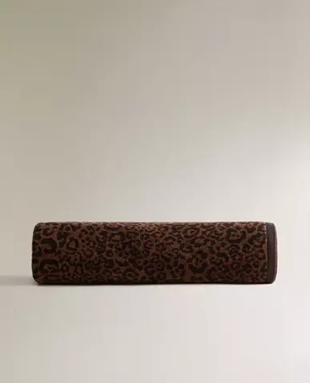 ZARA HOME ПЛЯЖНОЕ ПОЛОТЕНЦЕ ИЗ ВЕЛЮРА С АНИМАЛИСТИЧЕСКИМ ПРИНТОМ, ШОКОЛАДНО-КОРИЧНЕВЫЙ