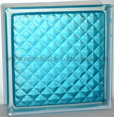 Стеклоблок инка бирюза окрашенный изнутри  Vitrablok  19x19x8