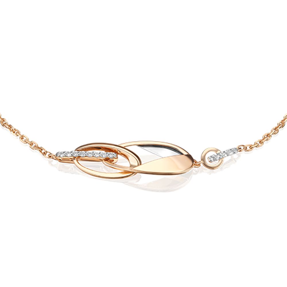 Браслет «Сияние» из комбинированного золота c натуральными топазами white Артикул: 05-0698-00-201-1111