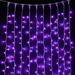 Светодиодный занавес 3*1 м., 350 разноцветных LED ламп, 24В., каучуковый белый провод, IP65, (AUG350-8-1EPRGB)