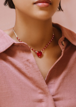 Колье "Русалка" с красным цирконом