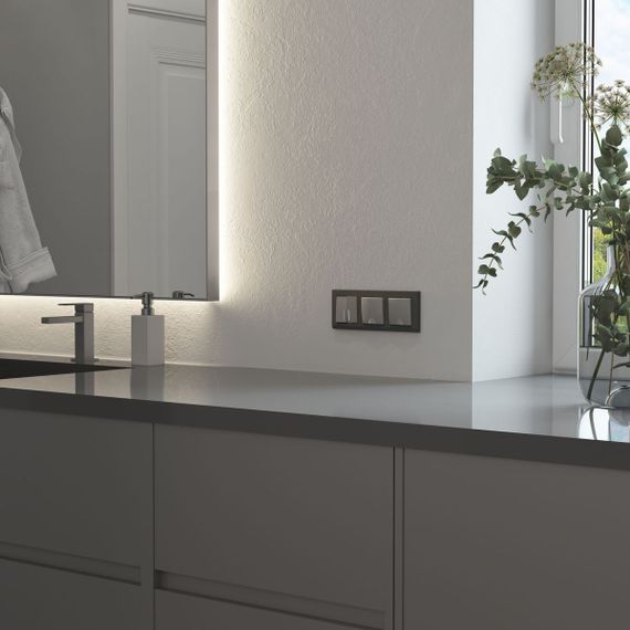 Выключатель двухклавишный с подсветкой Werkel серебряный матовый W1120165 4690389195532