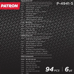 Набор инструментов 94пр. 1/4'', 1/2''(6гр.) PATRON P-4941-5