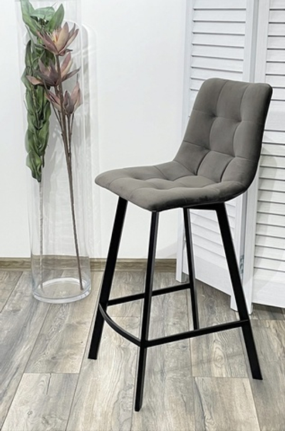 Полубарный стул CHILLI-QB SQUARE графит #14, велюр / черный каркас (H=66cm) М-City