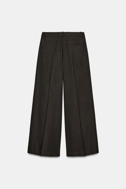 ZARA БРЮКИ WIDE LEG С ЗАЩИПАМИ — ZW COLLECTION, КОРИЧНЕВЫЙ/СИНИЙ