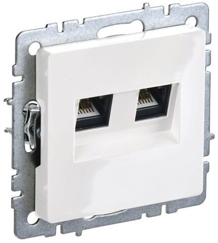 Розетка двойная СП RJ11+RJ45 кат.5E BRITE РК/Т12-БрБ механизм бел. IEK BR-KT20-O-1-K01