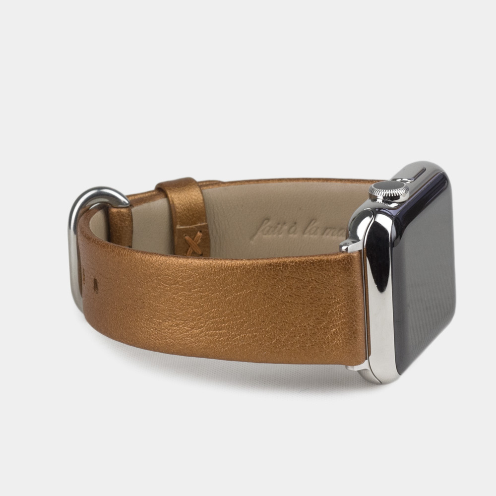 Ремешок кожаный для Apple Watch 40/41mm Classic медного цвета металлик