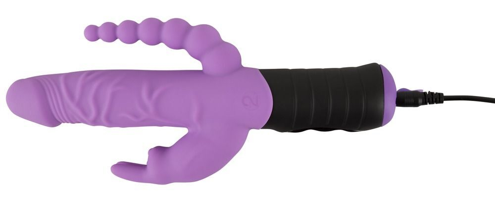 Сиреневый тройной вибратор Triple Vibrator - 22,2 см. (Цвет: сиреневый)