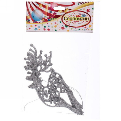 Подвески в блестках «Олень» 14 см (набор 2шт), серебро