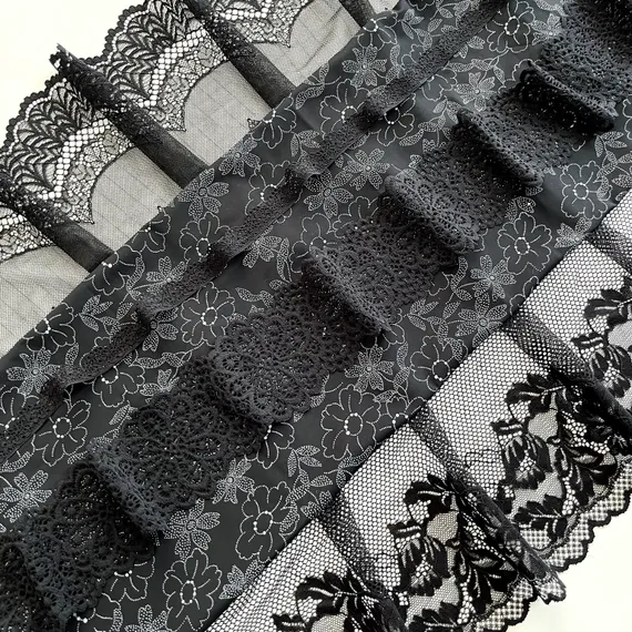 Микрофибра черная принт цветы, Австрия