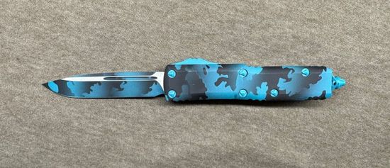 Нож фронтальный, автоматический Microtech UTX-85 S/E Turquoise Camo Standard Signature Series 231-1TQCS