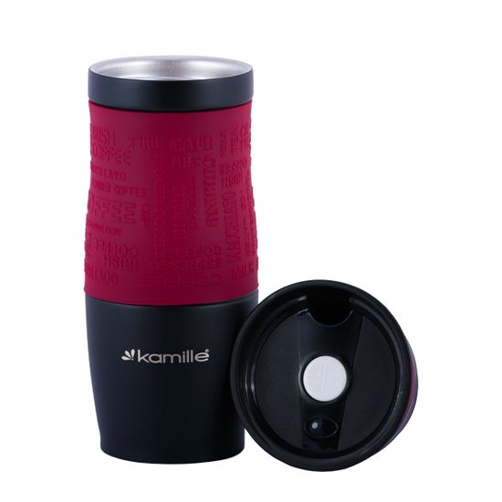 Термокружка 380 мл. из нержавеющей стали Kamille KM 2069A с TPR-вставкой