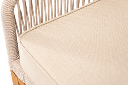 "Канны" кресло плетеное из роупа, основание дуб, роуп бежевый круглый, ткань бежевая 15052