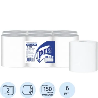 Полотенца бумажные д/дисп Protissue 2сл 150м 6рул/уп_С222