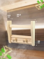 Полочка под масло для бани и сауны с вешалкой 3 отверстия М-50