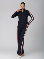 Женский хлопковый спортивный костюм тёмно-синий с контрастными линиями