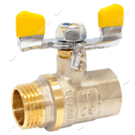 Кран шаровый газовый 1/2' внт-наруж резьба с ручкой бабочка.