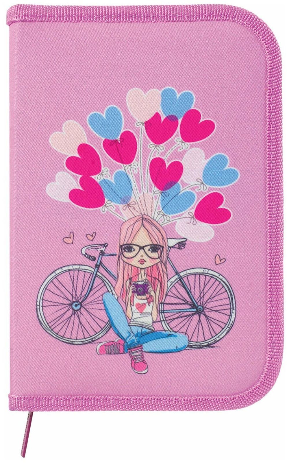 Пенал BRAUBERG, 1 отделение, 2 откидные планки, ткань, 20х14 см, "Glam Girl", 229287