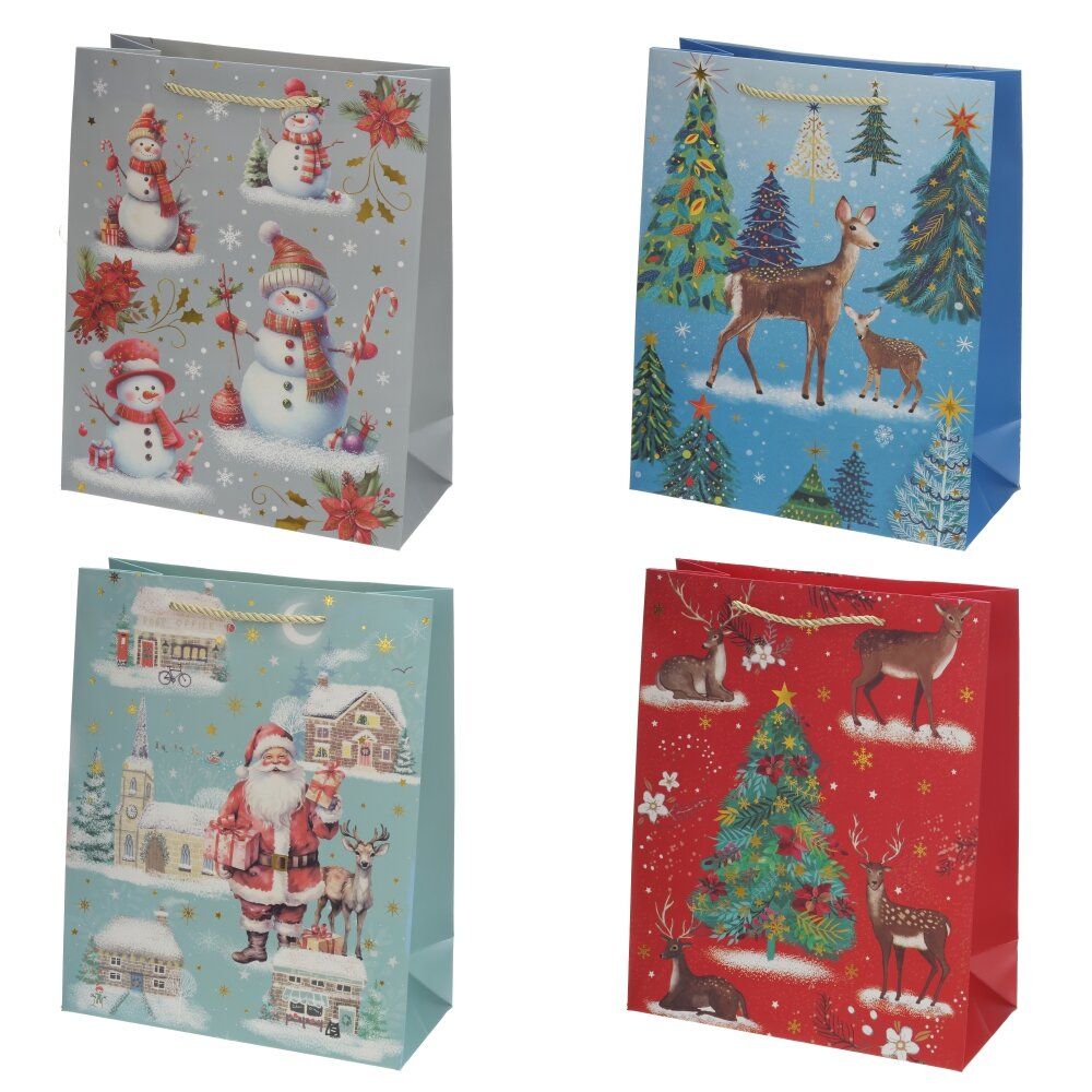 GAEM Пакет подарочный L (бумага 210г/м2, блок 12шт), L30 W12 H40 см, 4в.