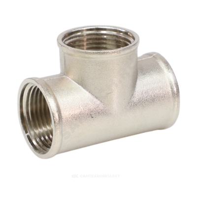 Тройник латунь никель Ду 25 (1") ВР/ВР VALFEX VF.130.N.100