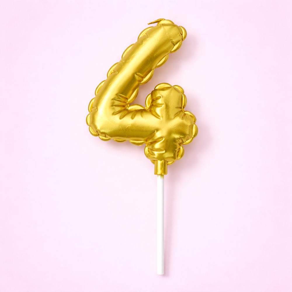 Свеча "Воздушный шар", золотая, цифра 4