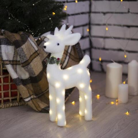 Фигура световая "Белый олень", 18 LED, 30х16х9 см, фиксинг, от батар. (не в компл)