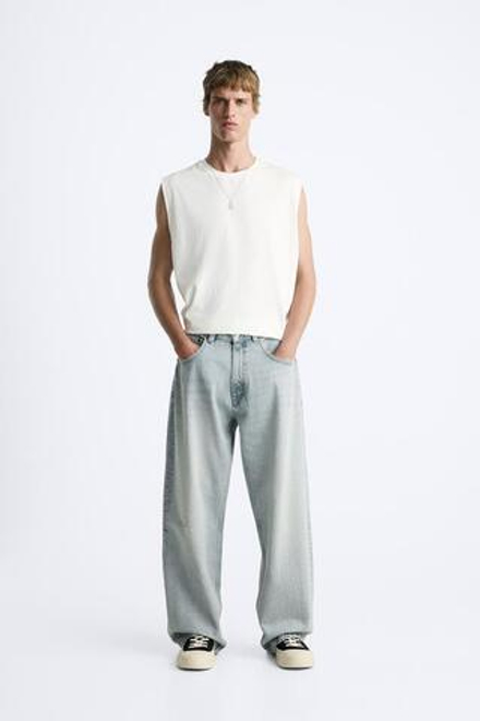 ZARA ДЖИНСЫ BAGGY FIT, ГОЛУБОЙ