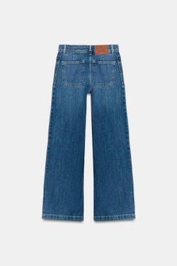 ZARA ДЖИНСЫ Z1975 КЮЛОТЫ С ВЫСОКОЙ ПОСАДКОЙ И ОТСТРОЧКОЙ, СИНИЙ