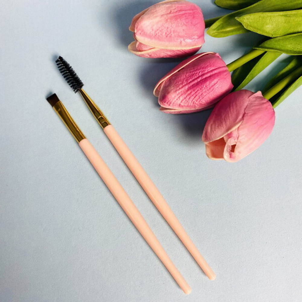 Набор кистей для контурирования бровей 2шт «Beauty Bar», цвет персиковый, 17см