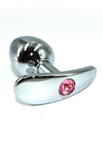 Серебряная анальная пробка для ношения из нержавеющей стали со светло-розовым кристаллом (Small) (Цвет: серебряный, светло-розовый)