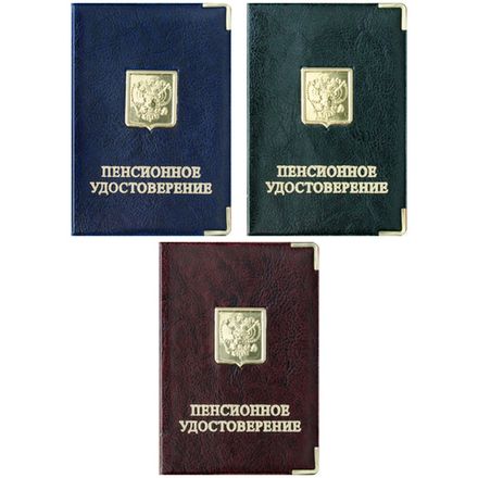 Обложка на Пенсионное удостоверение, ПВХ глянец, ассорти, Спейс Герб