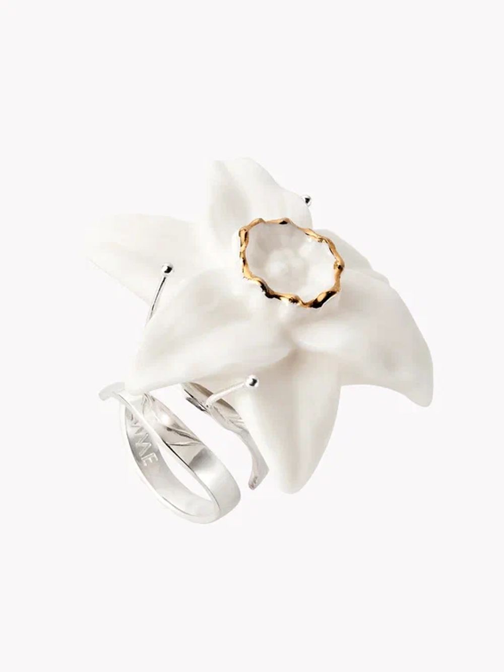 Кольцо Нарцисс XL, белый фарфор