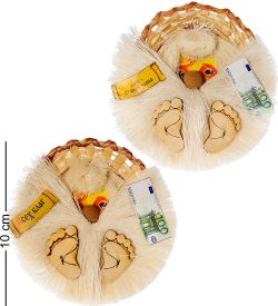 DO-402 Домовик магнит в соломенной шляпе мал. 2шт