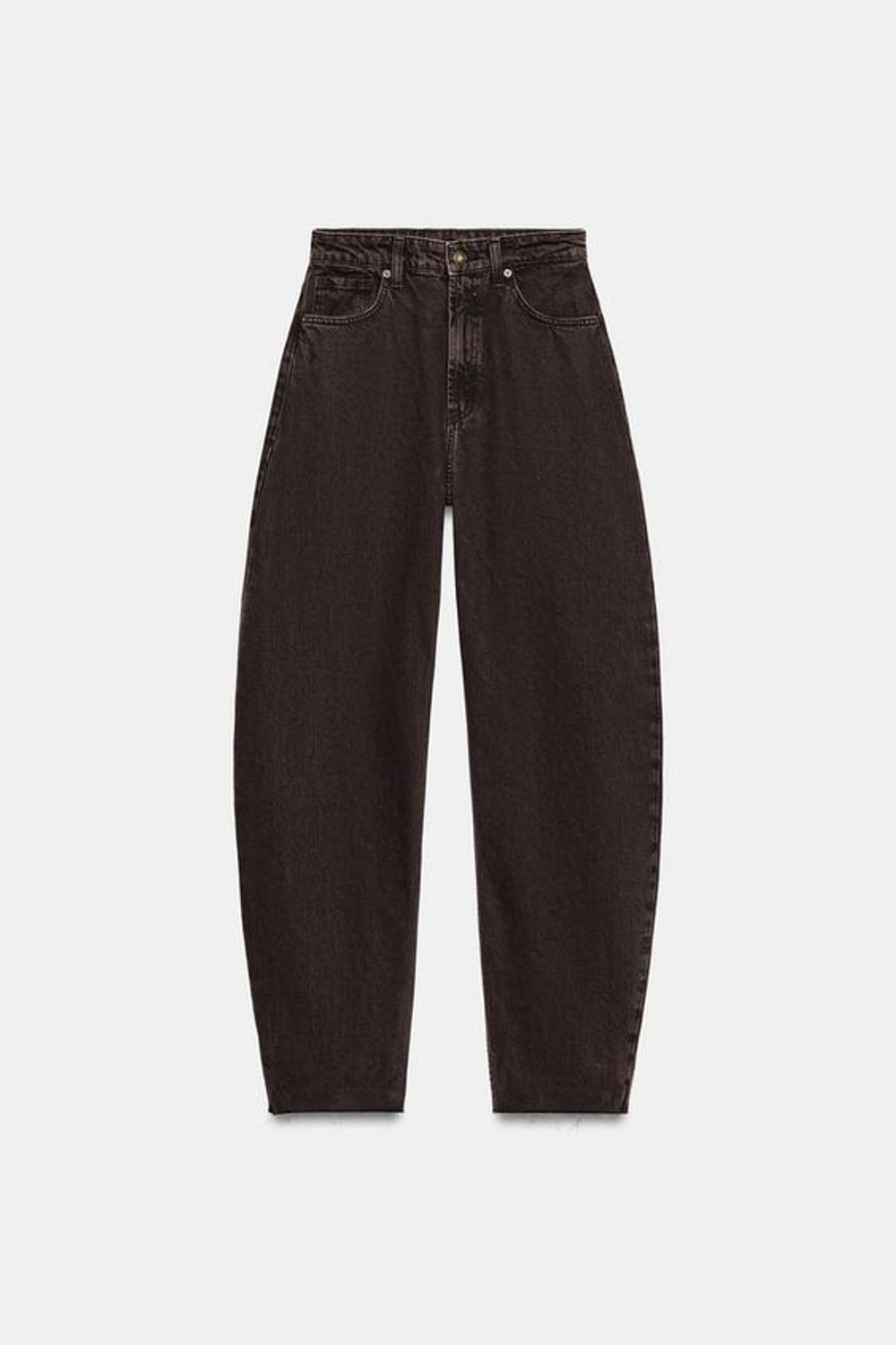 ZARA ДЖИНСЫ TRF BARREL С ВЫСОКОЙ ПОСАДКОЙ, КОРИЧНЕВЫЙ