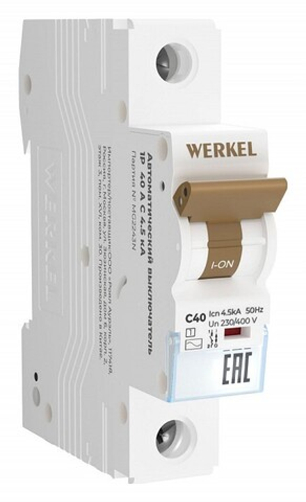 Автоматический выключатель 1P Werkel Автоматические выключатели W901P404