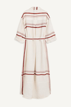 ZARA ПЛАТЬЕ-РУБАШКА, ЭКРЮ/КРАСНЫЙ