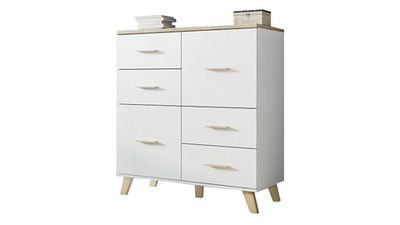 Комод Мелания 24 Белый 101/ Клен 375 110*45*119 см, Белый 101/Клен 375   Фиеста