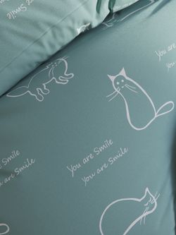 Постельное белье перкаль Сказка "Котики (мята)" 2-спальное  Наволочка 50х70 см 2 шт Простынь  240x215 см Пододеяльник 175x215 см