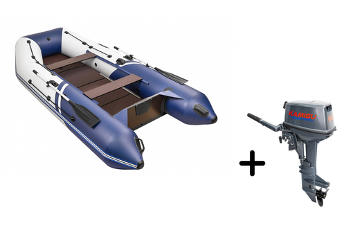 Броня-340 СК белый-синий + KAMISU T 9.8 BMS (комплект лодка + мотор)