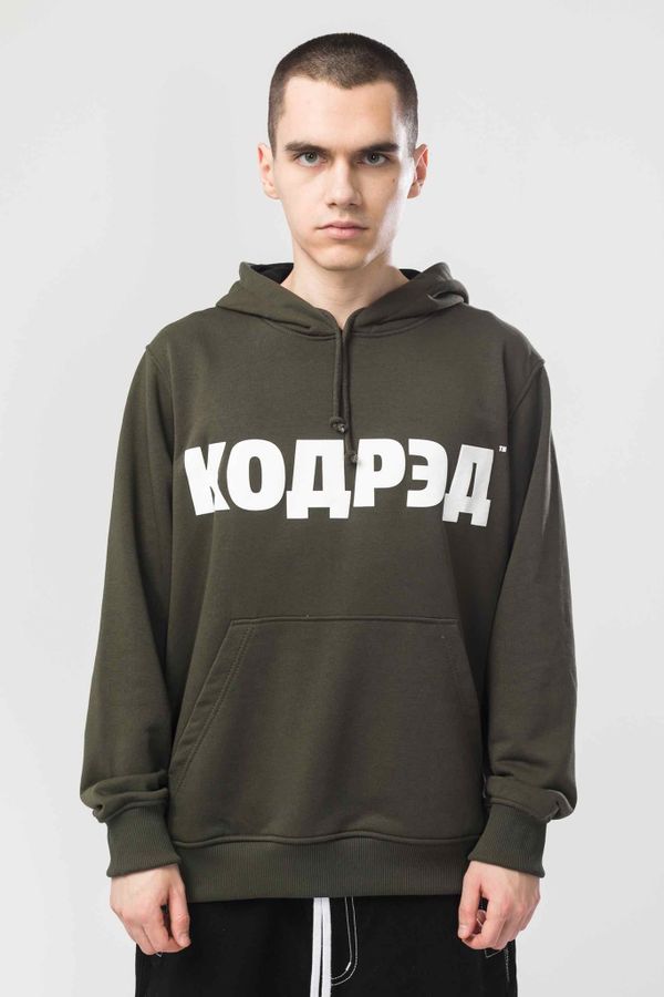 Худи Base Hoodie Wide Summer Лого ТМ Болотный/Белый принт КОДРЭД - фото 1