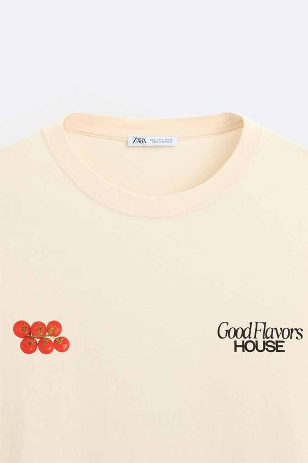 ZARA ФУТБОЛКА С КОНТРАСТНЫМ ПРИНТОМ, БЕЖЕВЫЙ