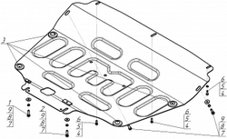 Защита стальная 2 мм; Д;КПП; Chery Tiggo 4; 4Pro; 7; 7Pro, 8; 8Pro; Exeed LX MOTODOR.79002
